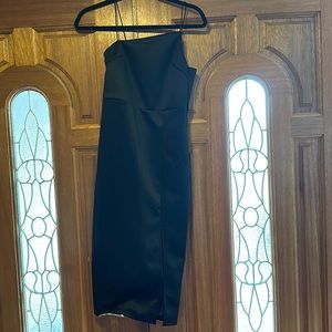 Black formal satin dress